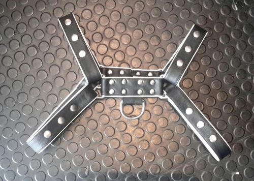 Leather Fetish Freak OTS Harness, White Piping